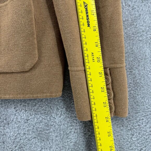 Talbots Sweater Womens M Beige Jacket Button Front Patch Pocket Collared Stretch - Picture 12 of 14